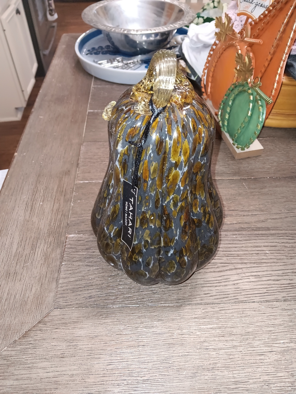 Tahari Glass Gourd Accent - Brown and Gray Decorative Accent